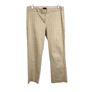 J. CREW Women's Chino Pants City Fit Cream White Geometric Cotton Stretch Sz‎ 4